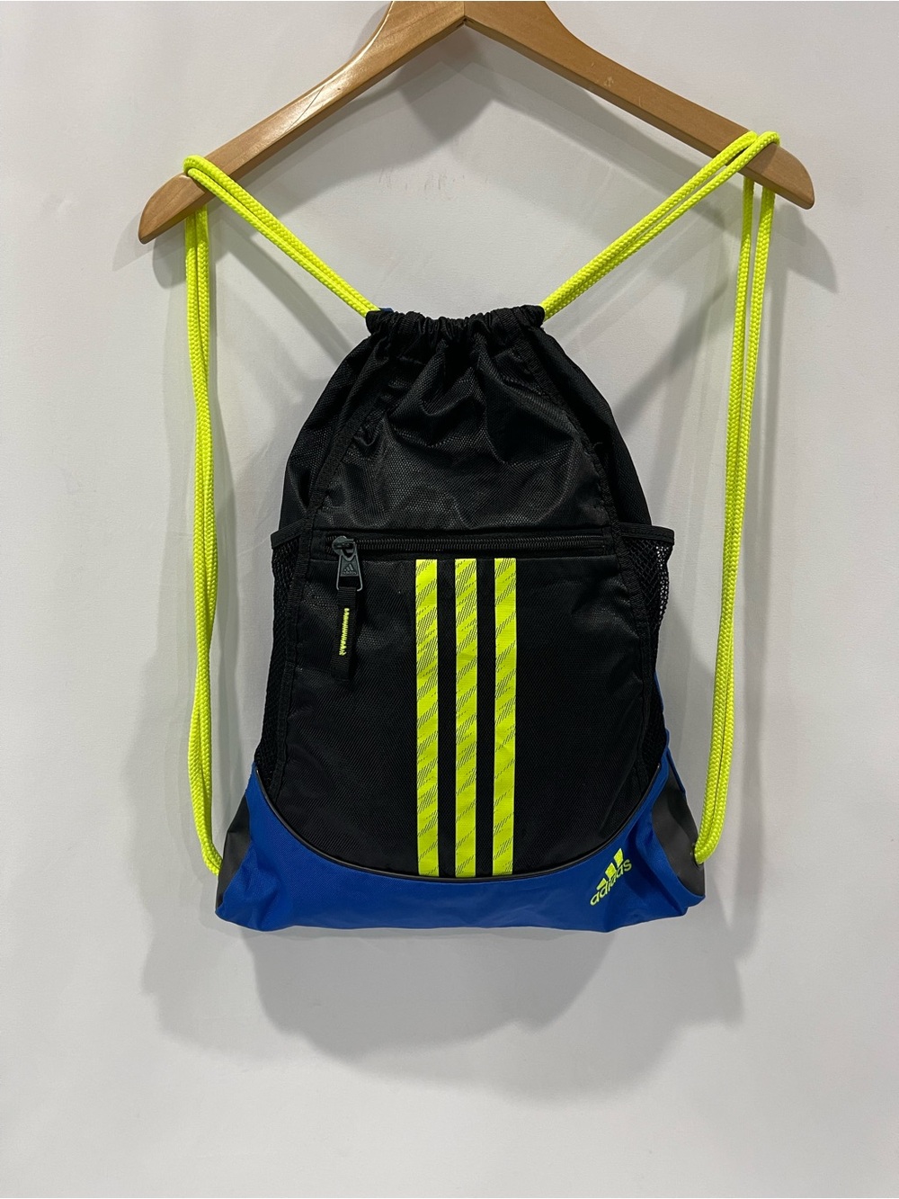 Adidas Neon Yellow & Blue Drawstring Backpack